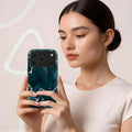 Mobcos iPhone 17 series Teal Marble Premium Case Compatible with Hybrid Dual-Layer Hard Shell + Silicone Protection - Scratch-Resistant Shockproof Mobile Cover Mobcos