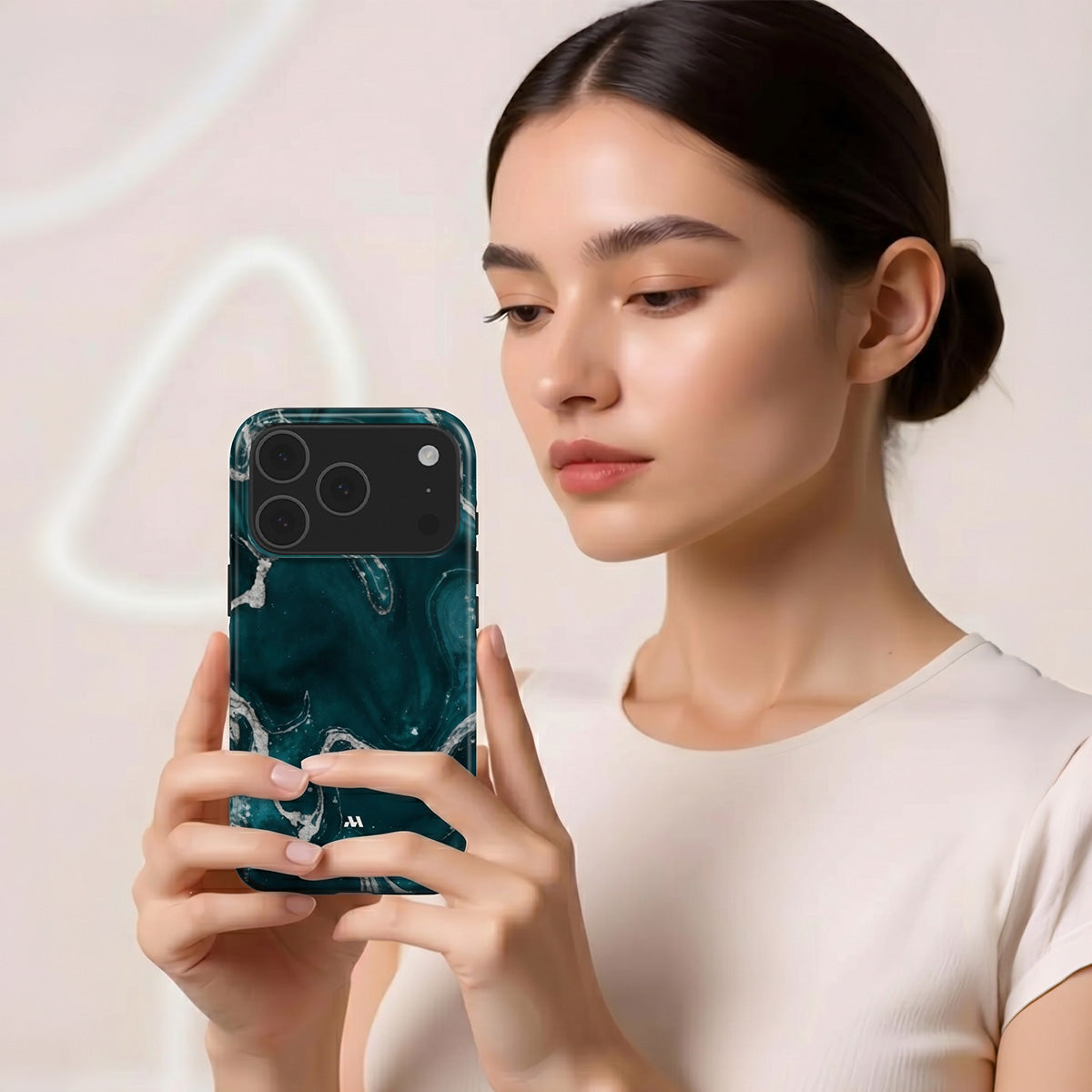 Mobcos iPhone 17 series Teal Marble Premium Case Compatible with Hybrid Dual-Layer Hard Shell + Silicone Protection - Scratch-Resistant Shockproof Mobile Cover Mobcos